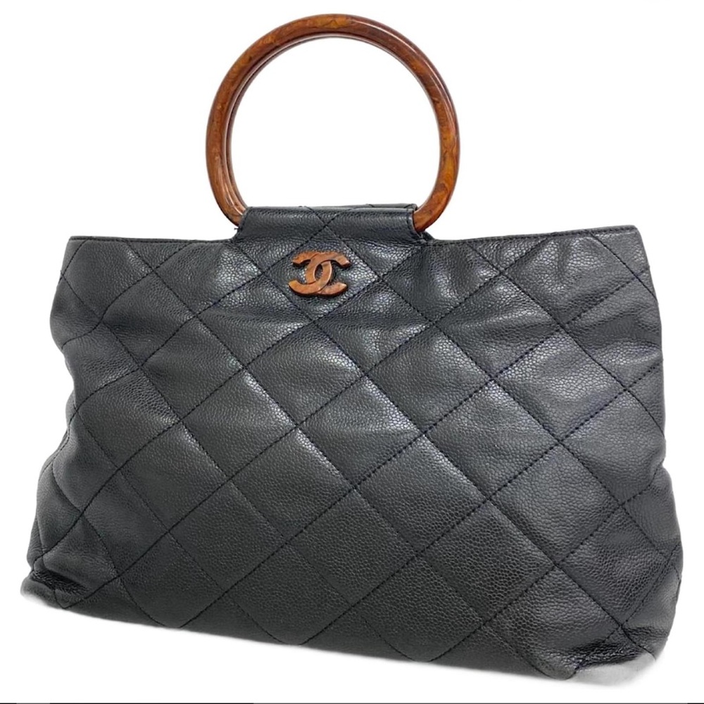 CHANEL CAVIAR LEATHER RESIN HANDLE BAG RARE FIND!